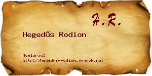 Hegedűs Rodion névjegykártya